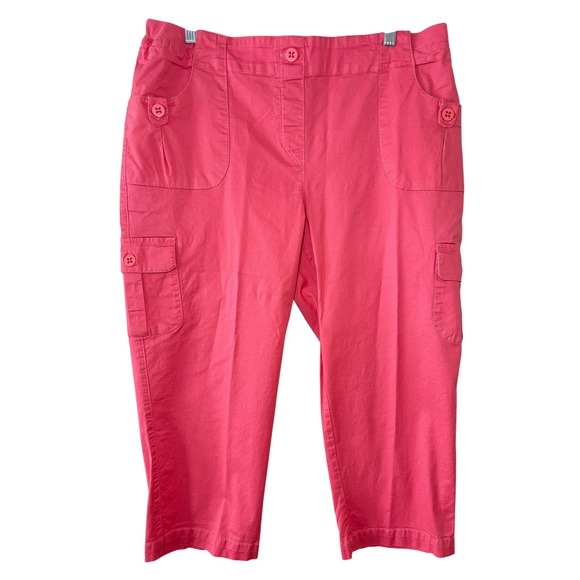 Draper’s & Damon’s Pants - Draper's & Damons Pink Cargo Capri Pants PL Womens Elastic Waist Cropped Trouser